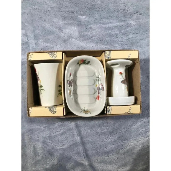 Takahashi "Butterfly" Ceramic-Porcelain Toothbrush & Soap Holder DEW SF Japan - Picture 2 of 2